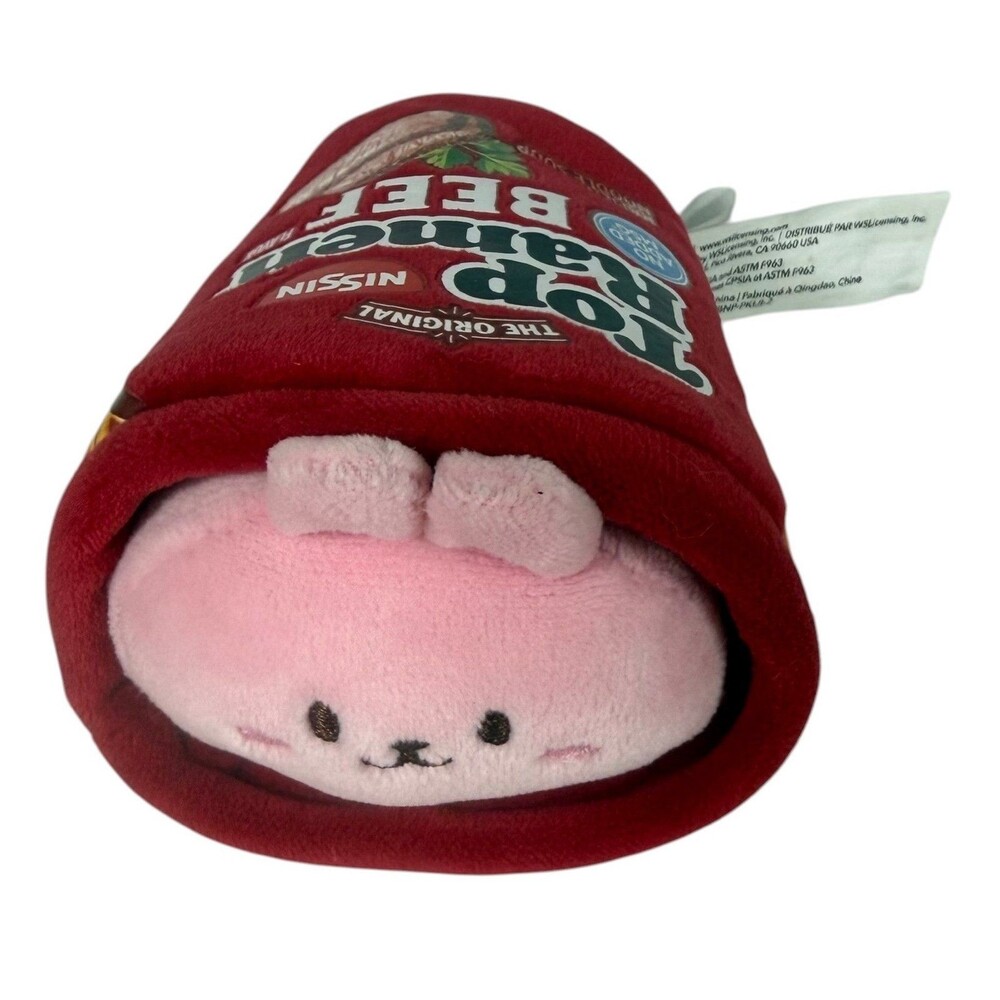 Anirollz x Top Ramen Cup 4” Small Stuffed Animal Plush Toy Pink Bunny